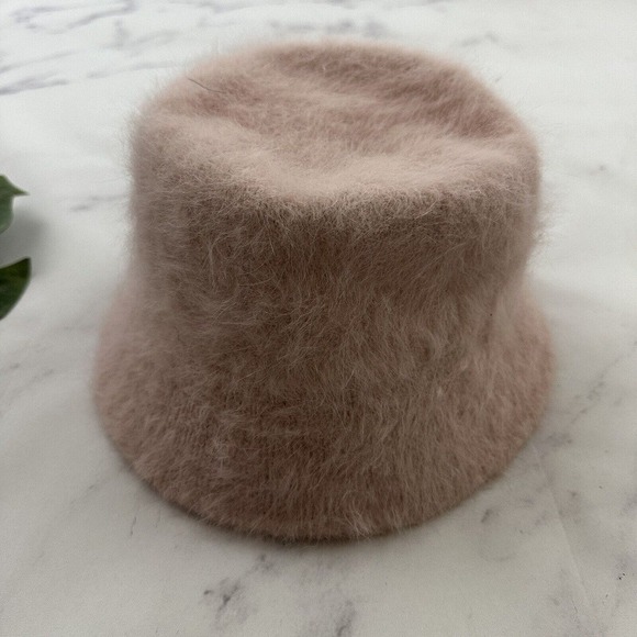 Vintage Unbranded Y2k Fuzzy Bucket Hat One Size Pink Angora Blend Knit Pastel - Picture 2 of 6